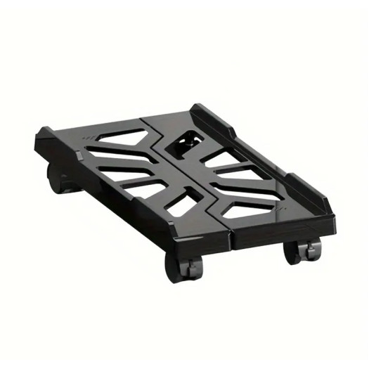 1pc Universal Adjustable Desktop Computer Tower Stand with Lockable Wheels, Thickened Material, 360° Rotating Wheels, Portable PC Tower Rack for Home and Office Use, Black Plastic
